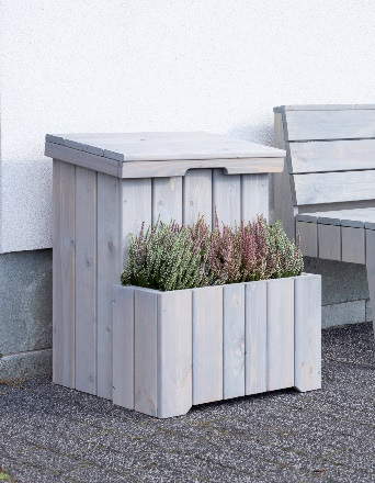 Parcel Store with flowerpot grey