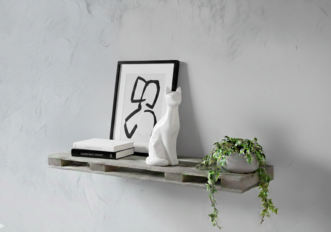 Pallet shelf grey wash 60